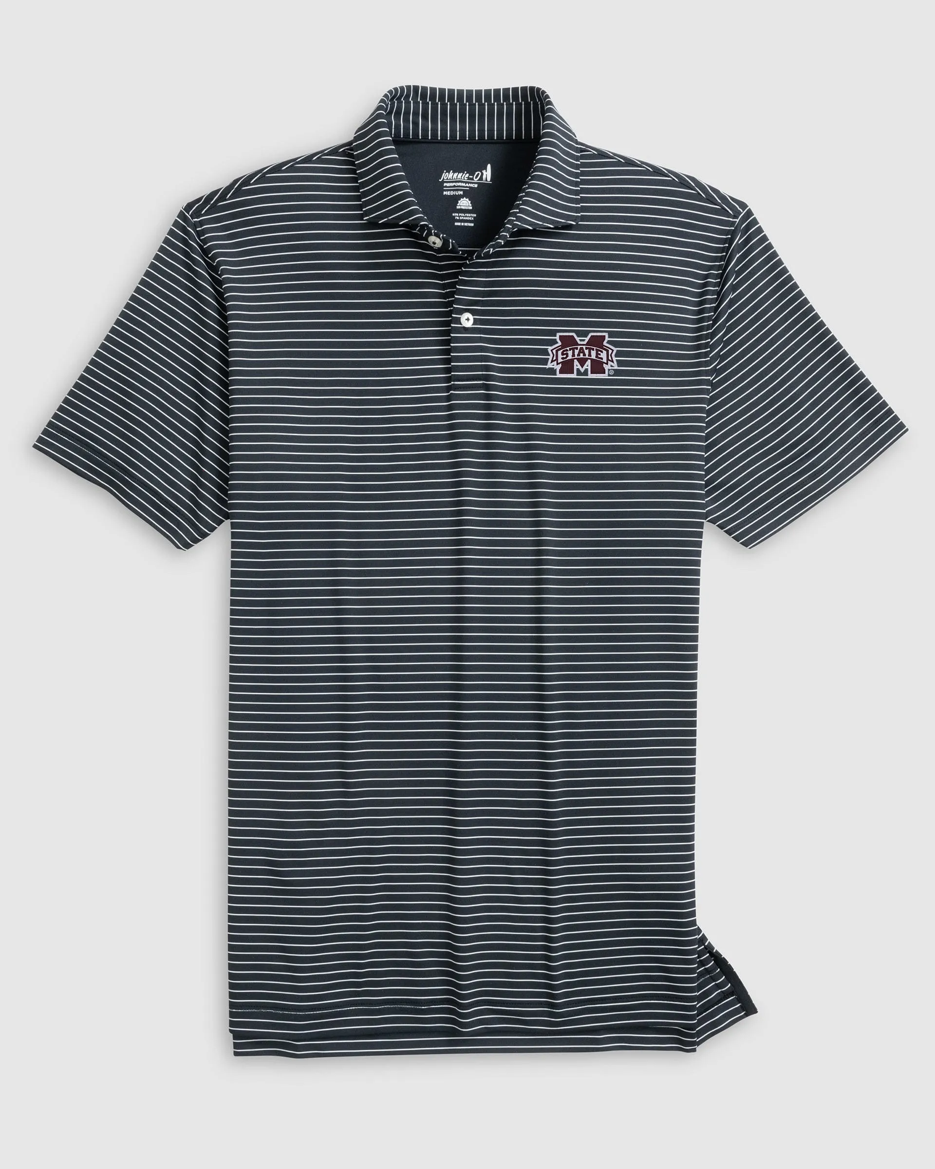 Mississippi State Beau Striped Performance Jersey Polo sold by Johnnie-O