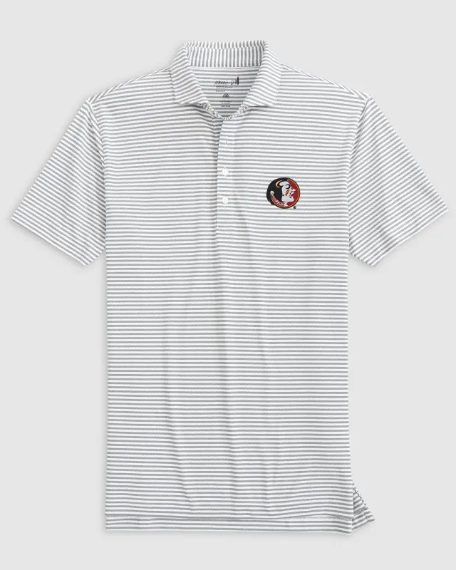 Florida State Stetsons Striped Performance Mesh Polo - Vault Logo made by Johnnie-O