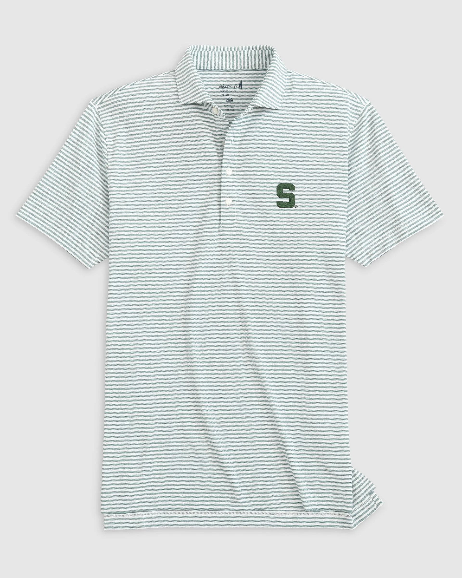 Michigan State Stetsons Striped Performance Mesh Polo - S Logo sold by Johnnie-O product image thumbnail 2