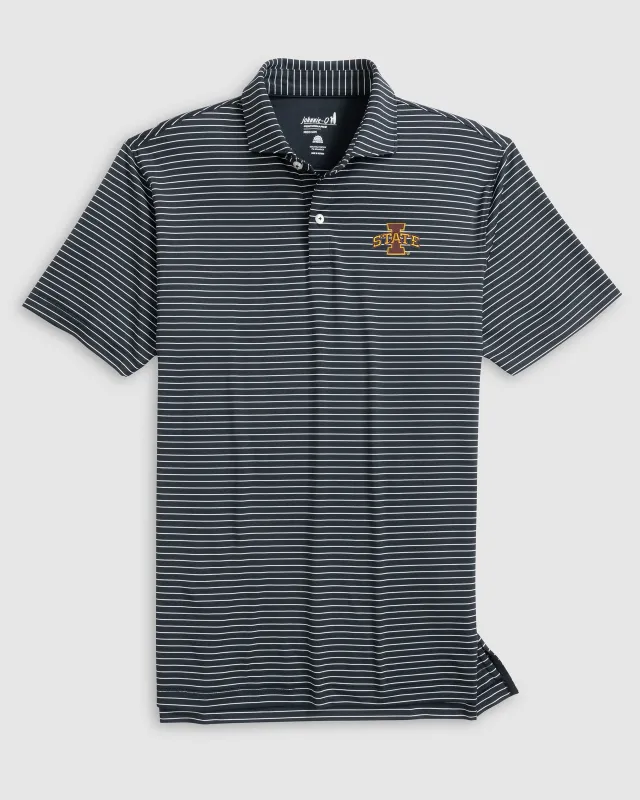 Iowa State Beau Striped Performance Jersey Polo sold by Johnnie-O