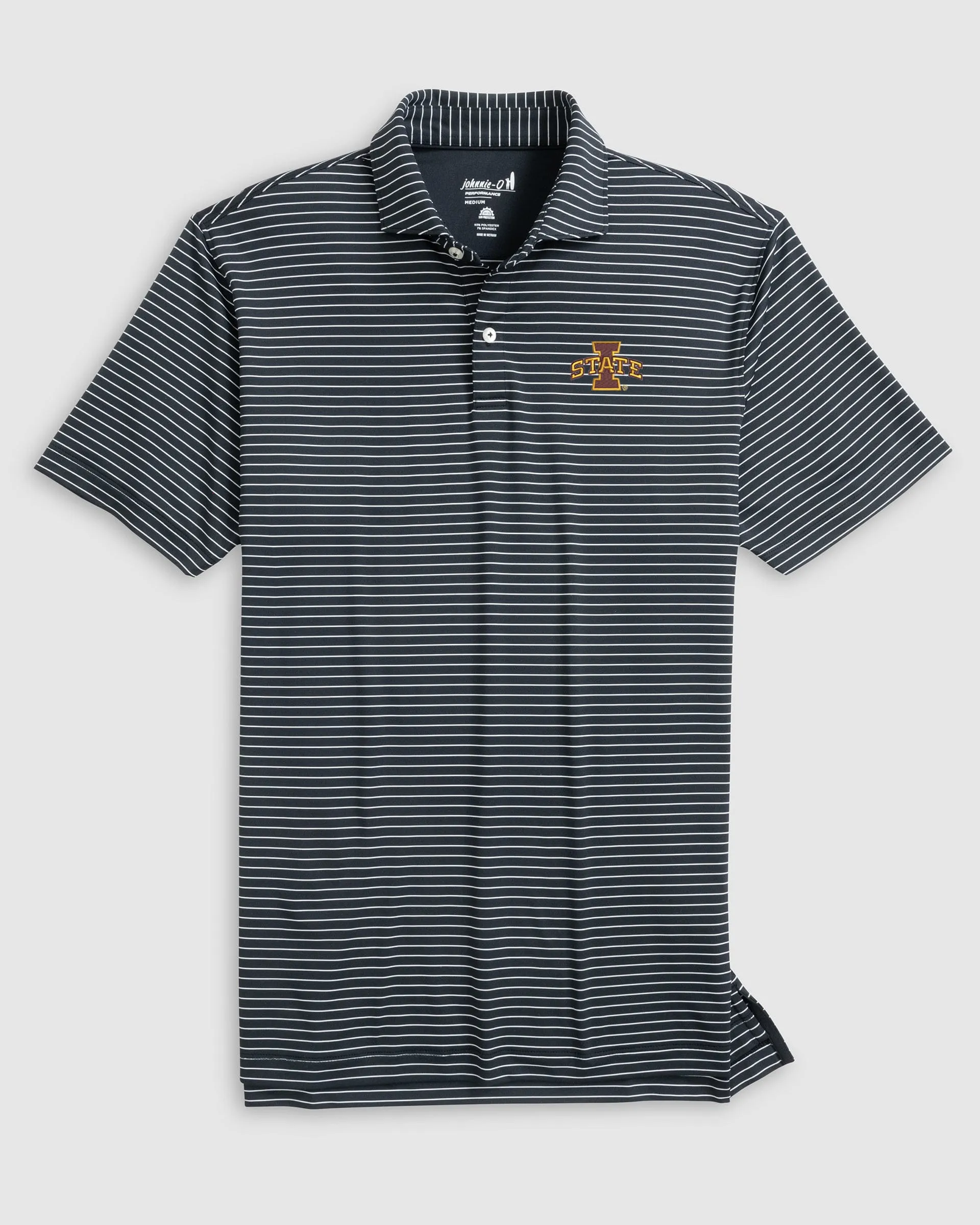 Iowa State Beau Striped Performance Jersey Polo sold by Johnnie-O