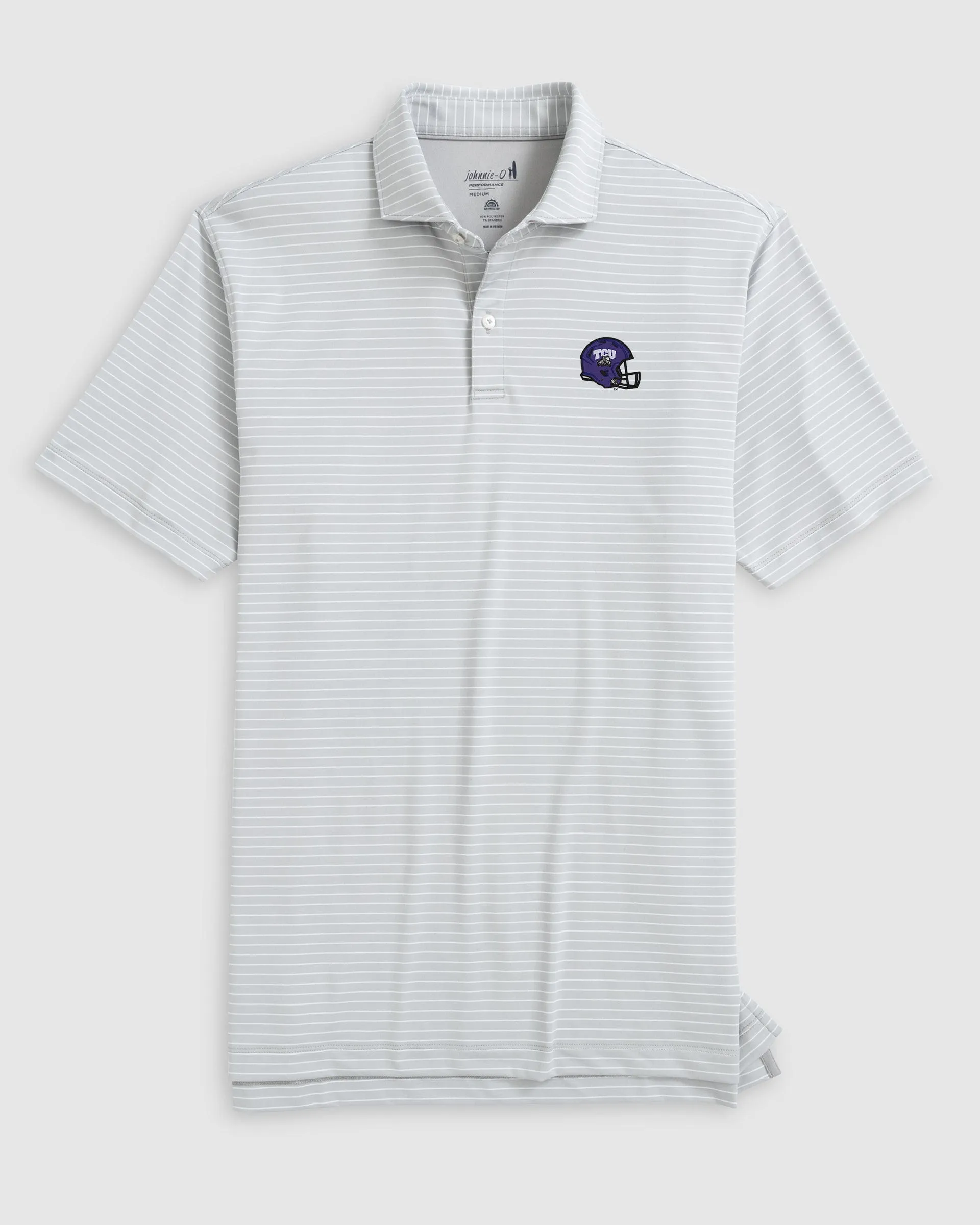 Texas Christian Beau Striped Performance Jersey Polo - Helmet Logo sold by Johnnie-O product image thumbnail 3