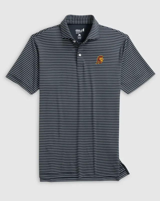 Southern California Beau Striped Performance Jersey Polo - Trojan Logo sold by Johnnie-O