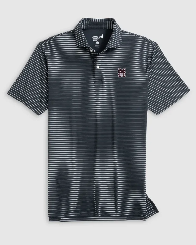 Mississippi State Beau Striped Performance Jersey Polo - Baseball Logo sold by Johnnie-O