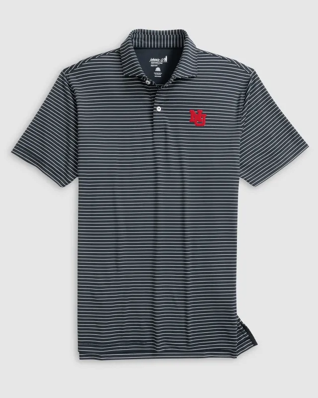 Nebraska Beau Striped Performance Jersey Polo - Vault Logo sold by Johnnie-O