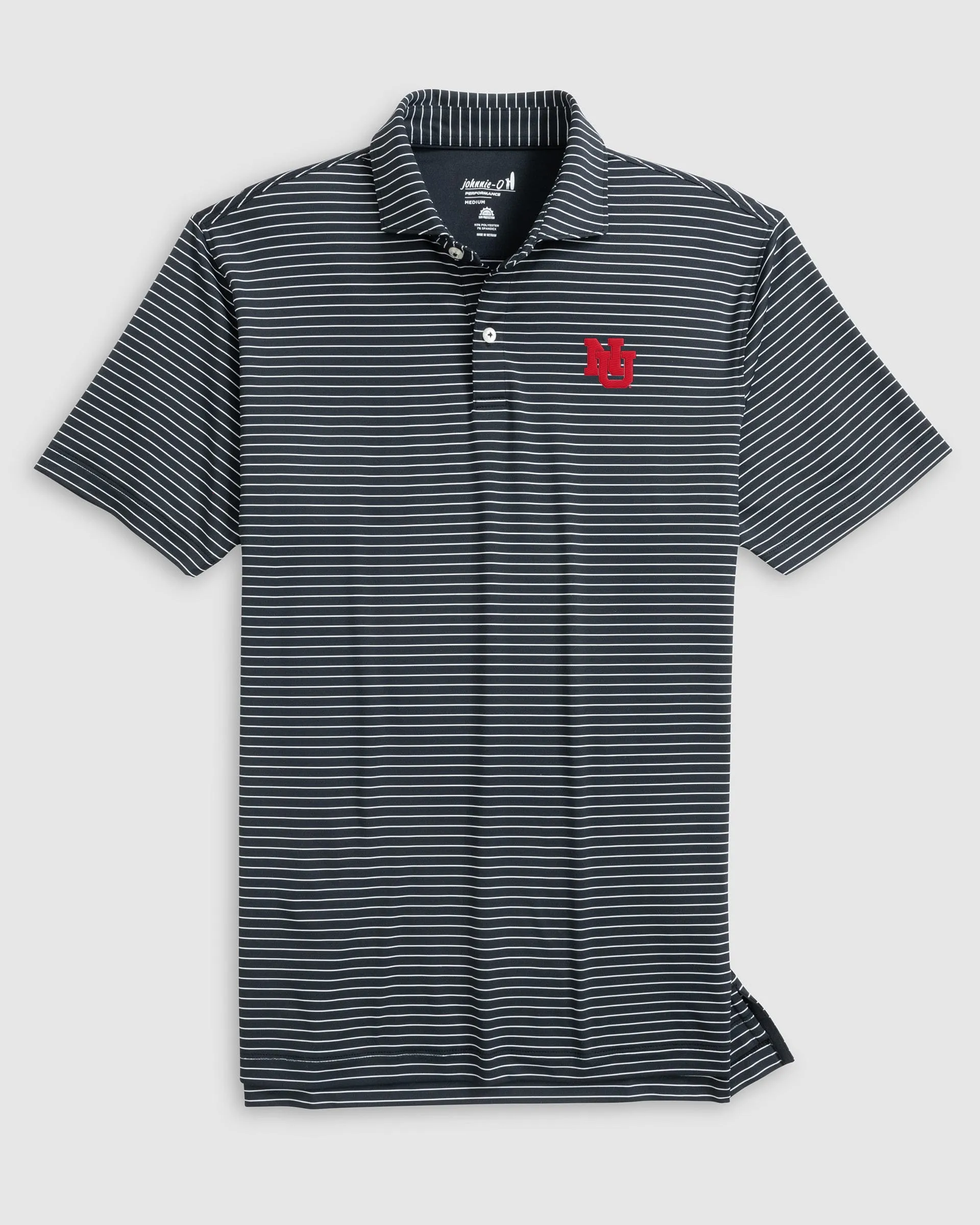 Nebraska Beau Striped Performance Jersey Polo - Vault Logo sold by Johnnie-O