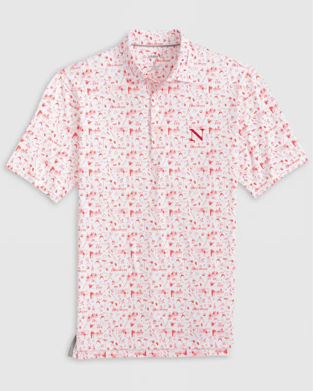 Northeastern Ballpark Printed Performance Jersey Polo sold by Johnnie-O
