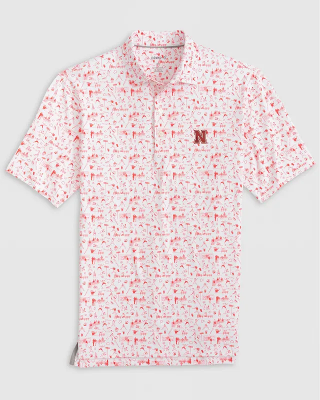 Nebraska Ballpark Printed Performance Jersey Polo sold by Johnnie-O