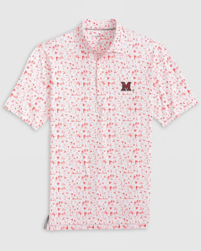 Miami Ohio Ballpark Printed Performance Jersey Polo sold by Johnnie-O