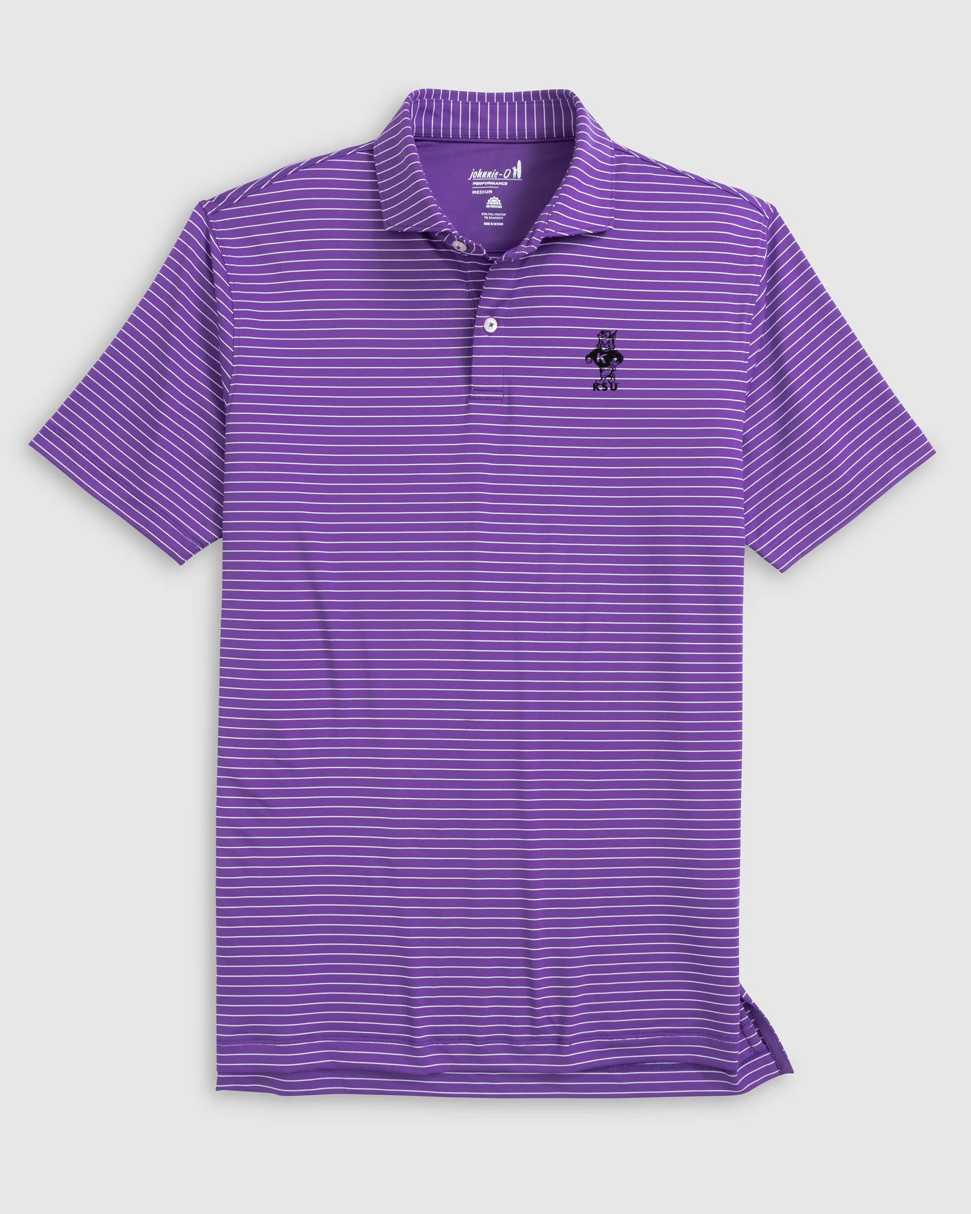 Kansas State Beau Striped Performance Jersey Polo - Vault Logo sold by Johnnie-O product image thumbnail 2