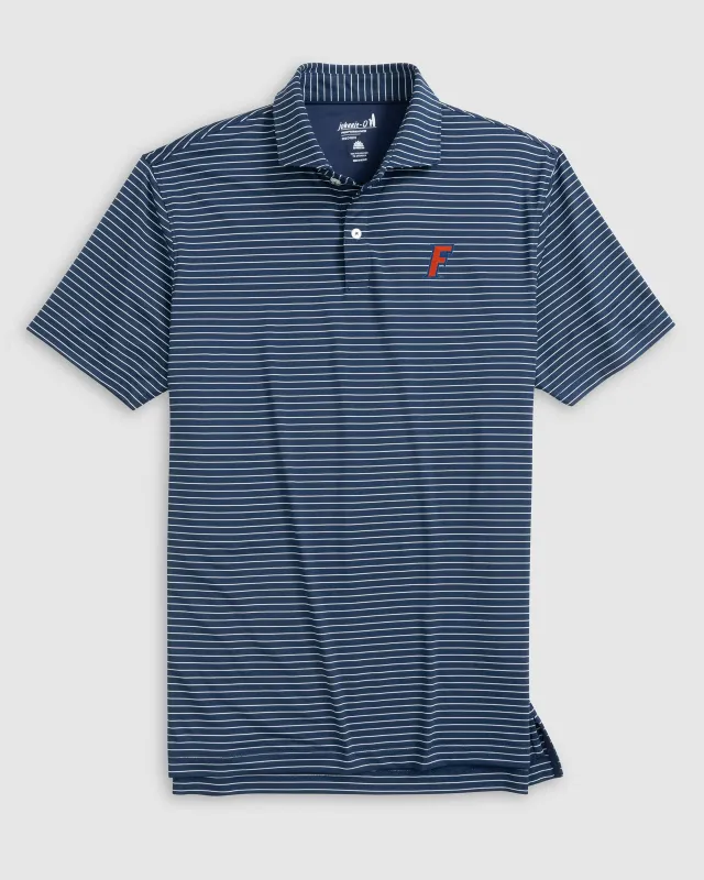 Florida Beau Striped Performance Jersey Polo - F Logo sold by Johnnie-O