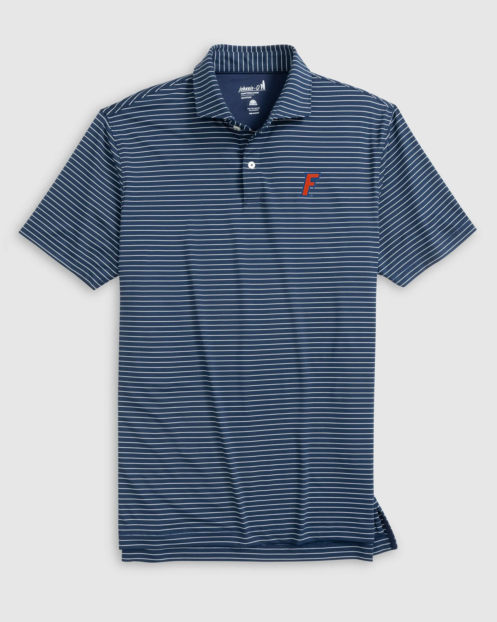 Florida Beau Striped Performance Jersey Polo - F Logo sold by Johnnie-O
