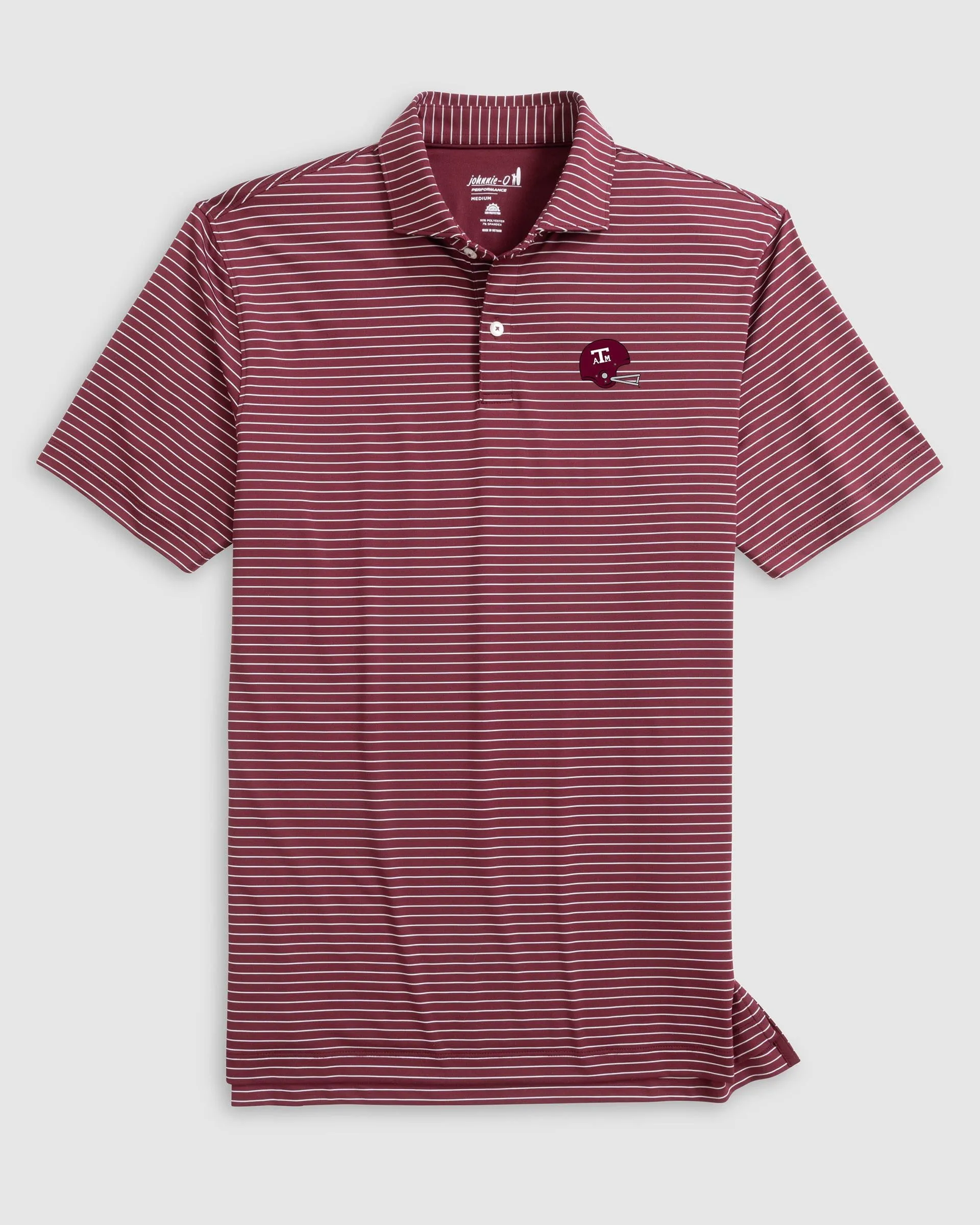 Texas A&M Beau Striped Performance Jersey Polo - Helmet Logo sold by Johnnie-O product image thumbnail 2