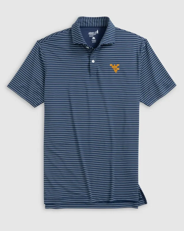 West Virginia Beau Striped Performance Jersey Polo sold by Johnnie-O