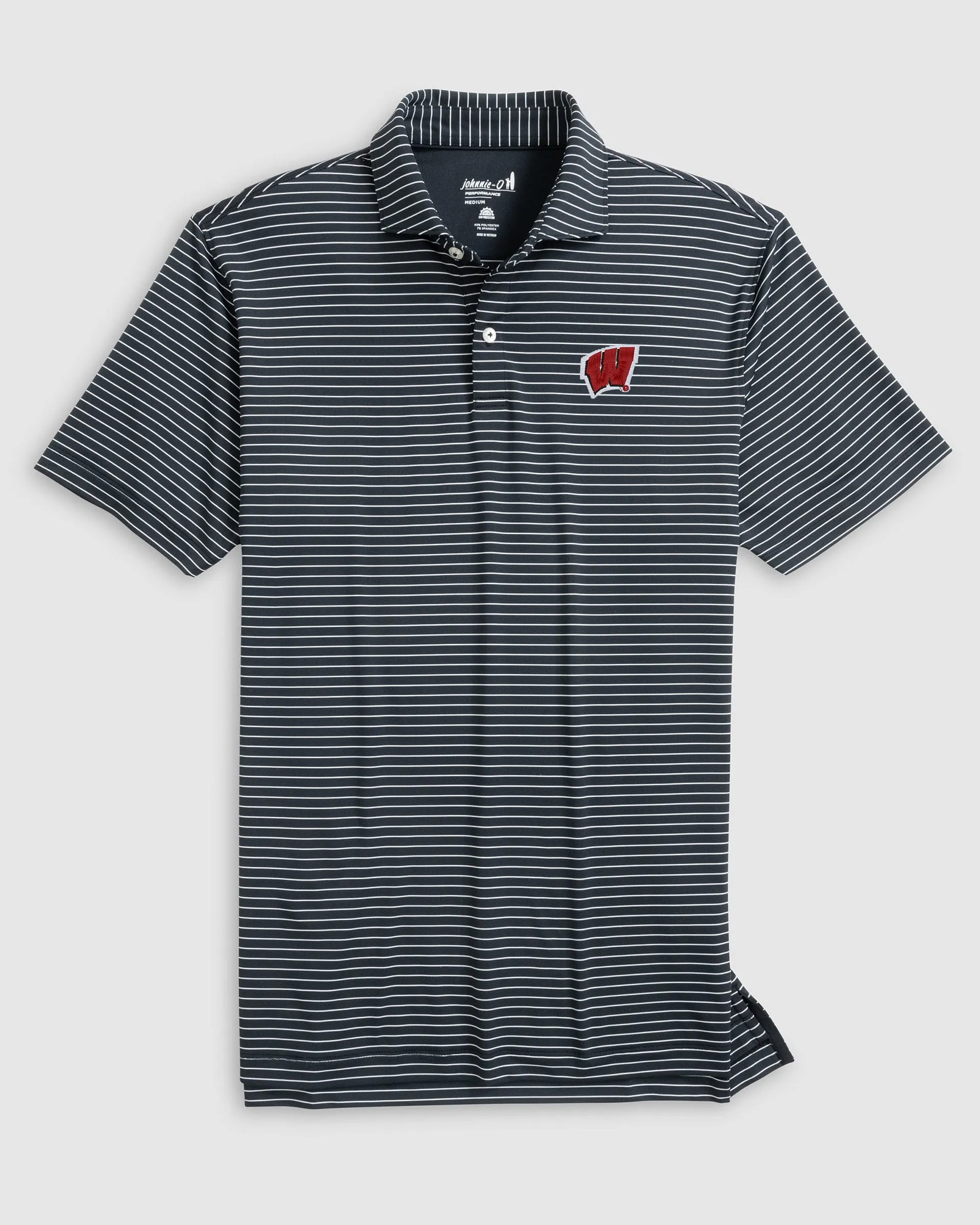 Wisconsin Beau Striped Performance Jersey Polo sold by Johnnie-O