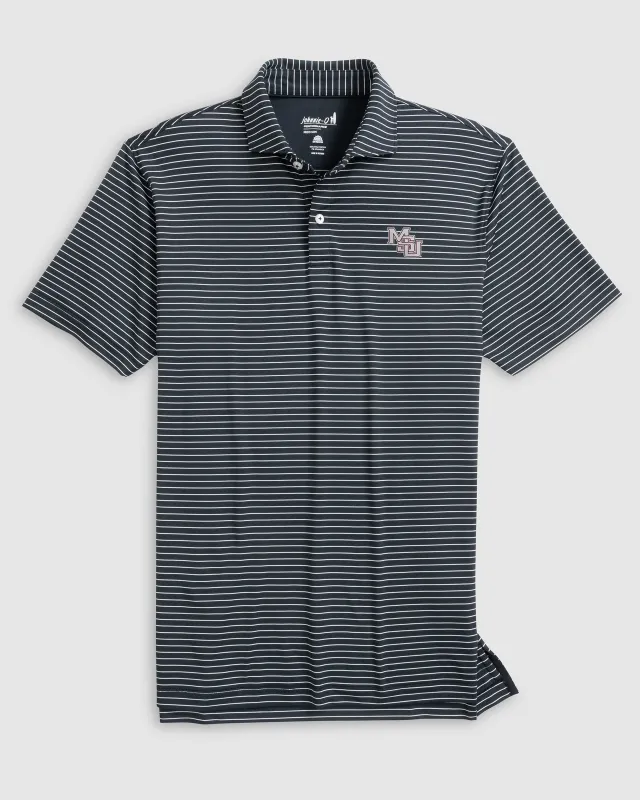 Mississippi State Beau Striped Performance Jersey Polo - Vault Logo sold by Johnnie-O