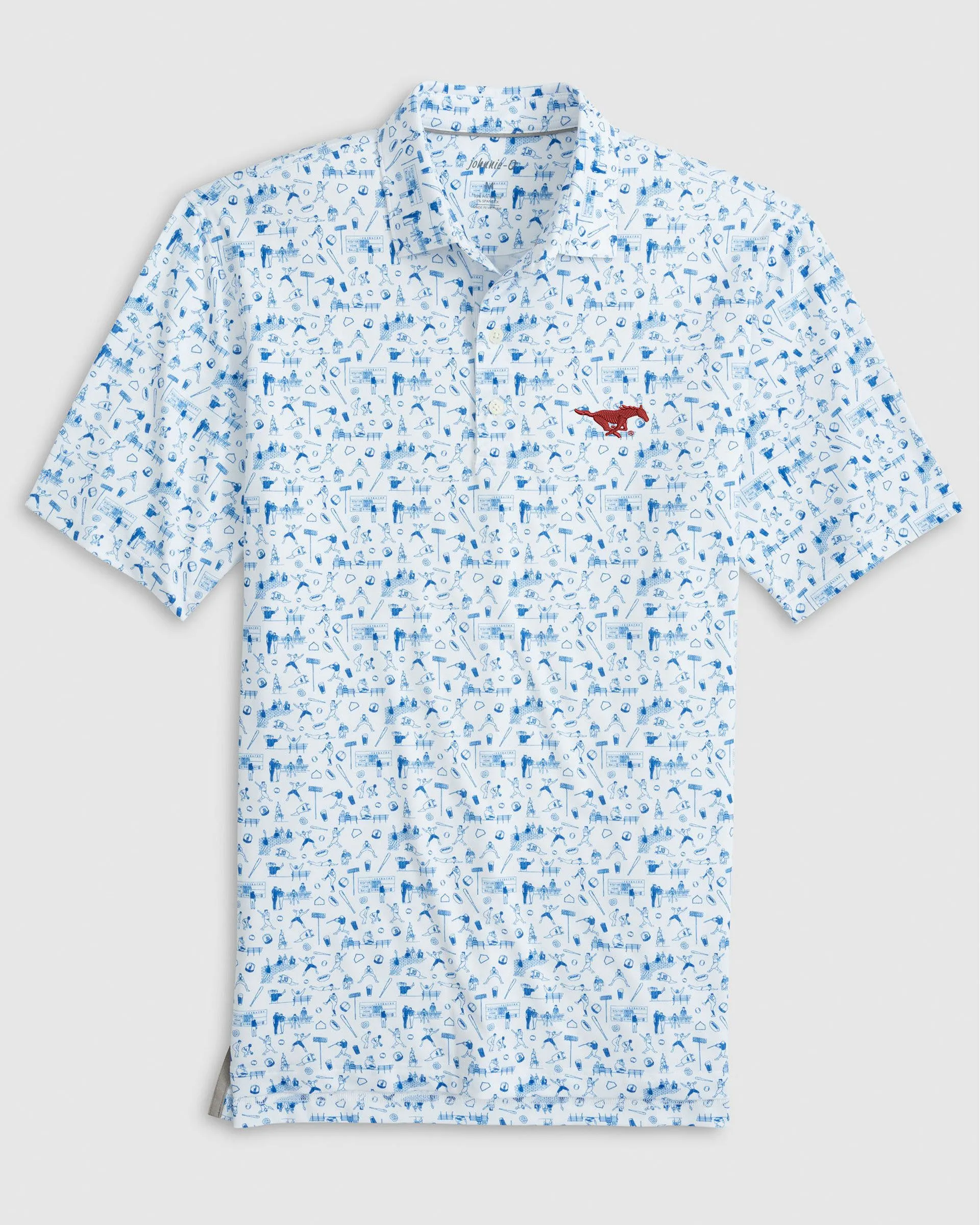 Southern Methodist Ballpark Printed Performance Jersey Polo sold by Johnnie-O