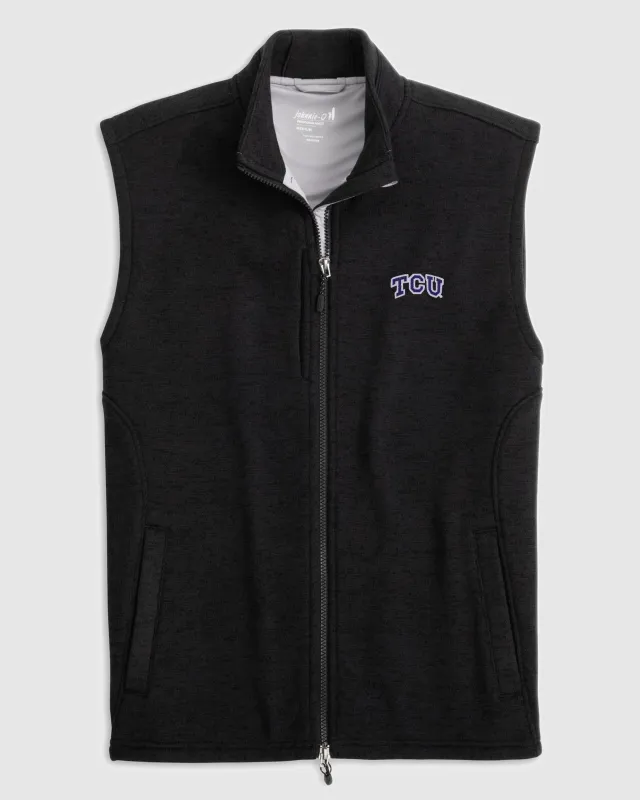Texas Christian Denalis Performance Fleece Vest sold by Johnnie-O