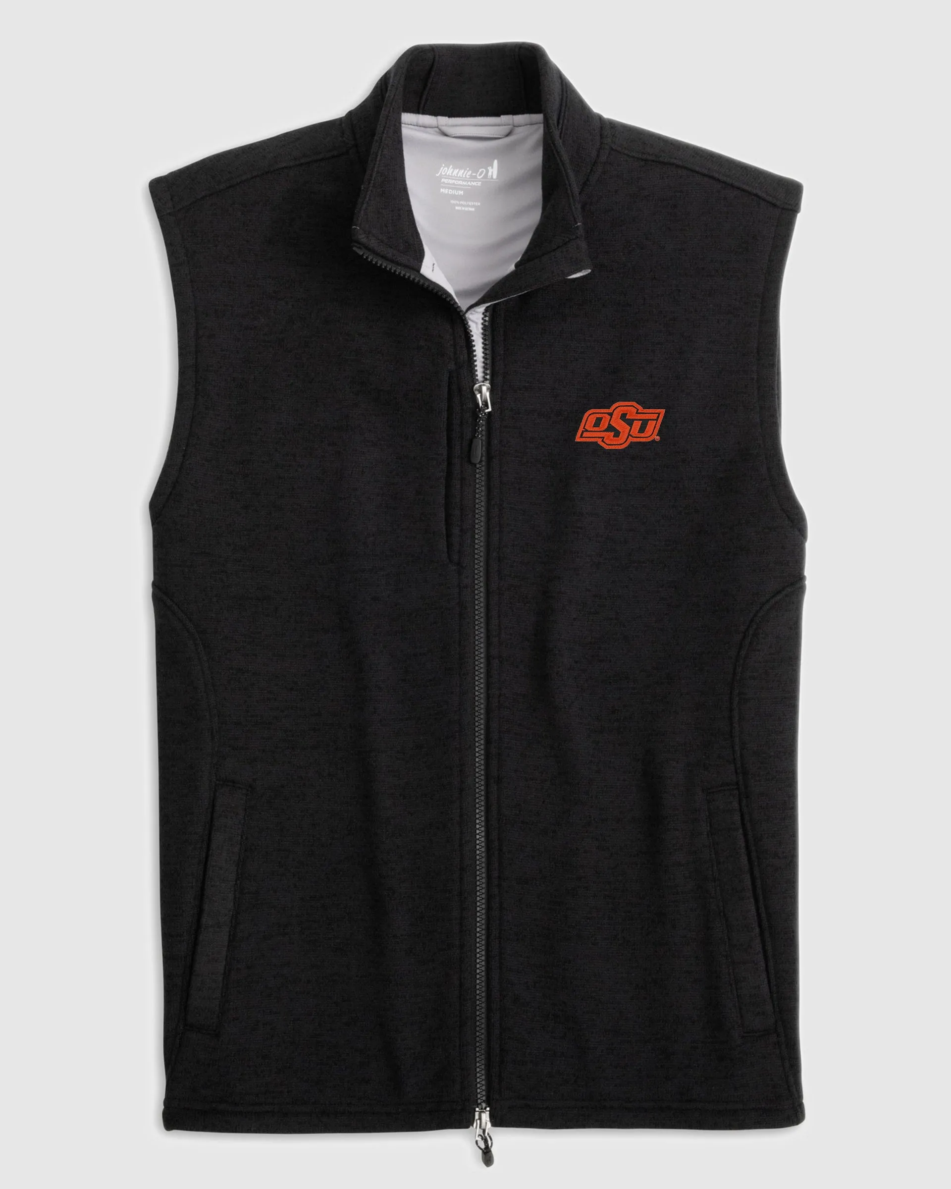 Oklahoma State Denalis Performance Fleece Vest sold by Johnnie-O
