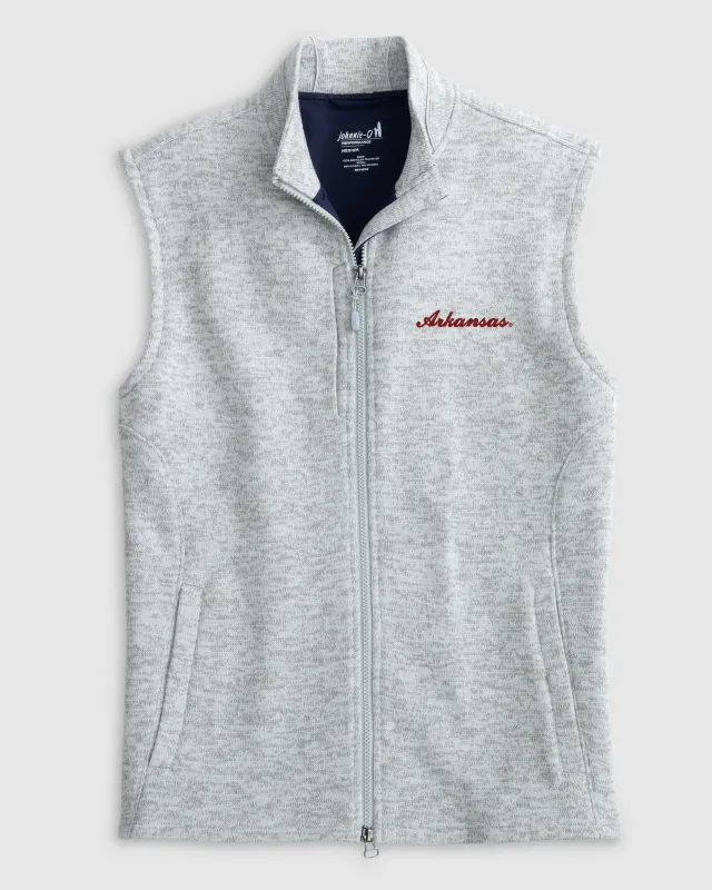 Arkansas Denalis Performance Fleece Vest - Script Logo sold by Johnnie-O