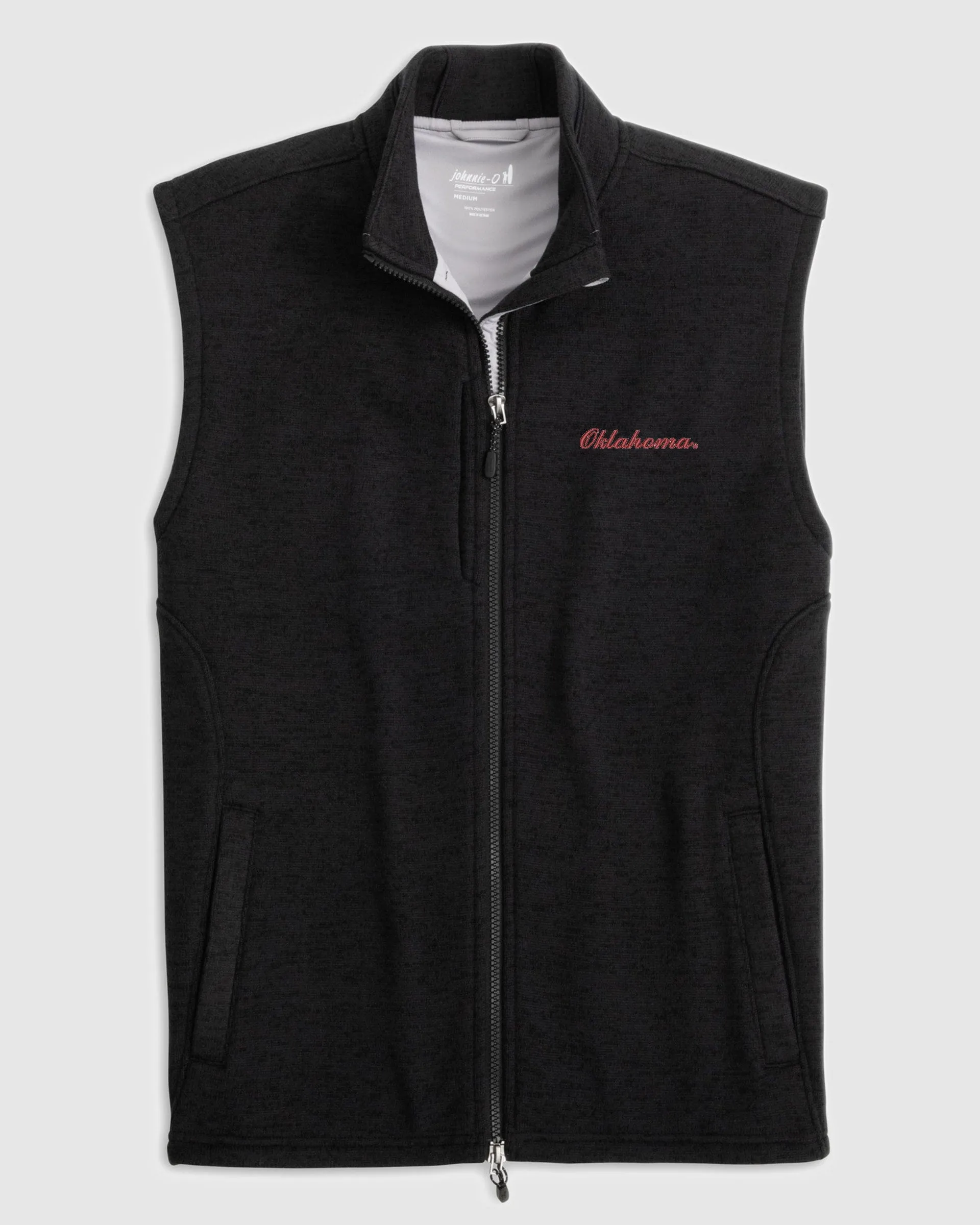 Oklahoma Denalis Performance Fleece Vest - Script Logo sold by Johnnie-O