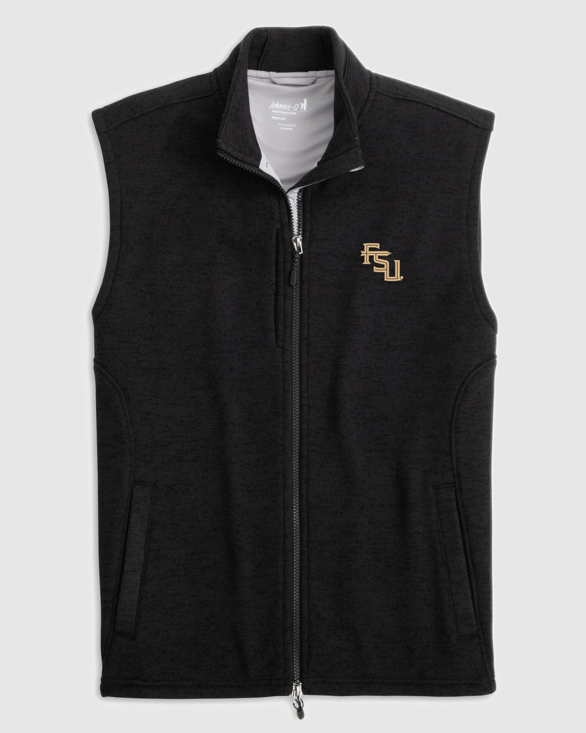 Florida State Denalis Performance Fleece Vest - Stacked Logo sold by Johnnie-O