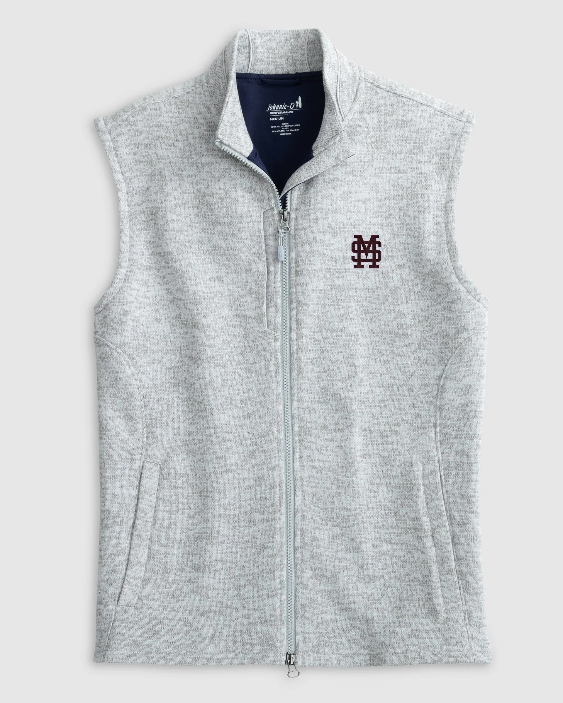 Mississippi State Denalis Performance Fleece Vest - Baseball Logo sold by Johnnie-O