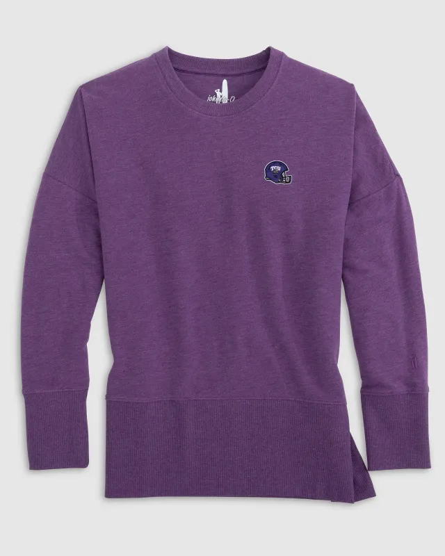 Women's Texas Christian Brittany Crewneck Sweatshirt - Helmet Logo sold by Johnnie-O