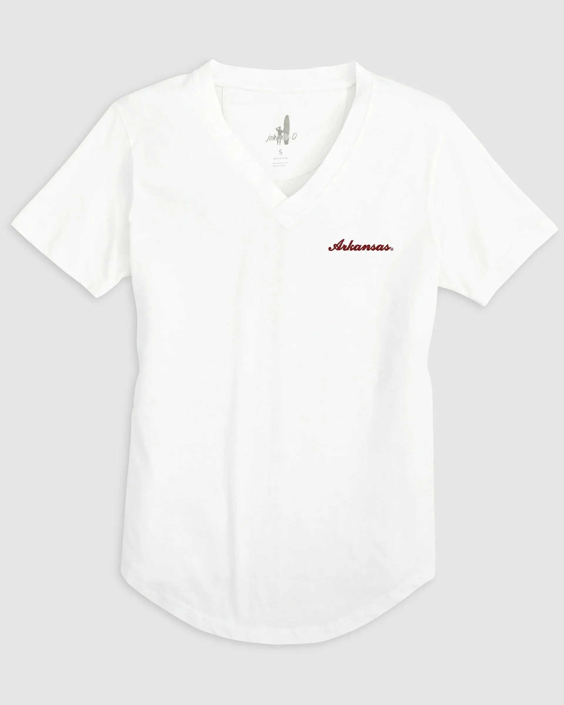 Women's Arkansas Merediths V-Neck T-Shirt - Script Logo sold by Johnnie-O