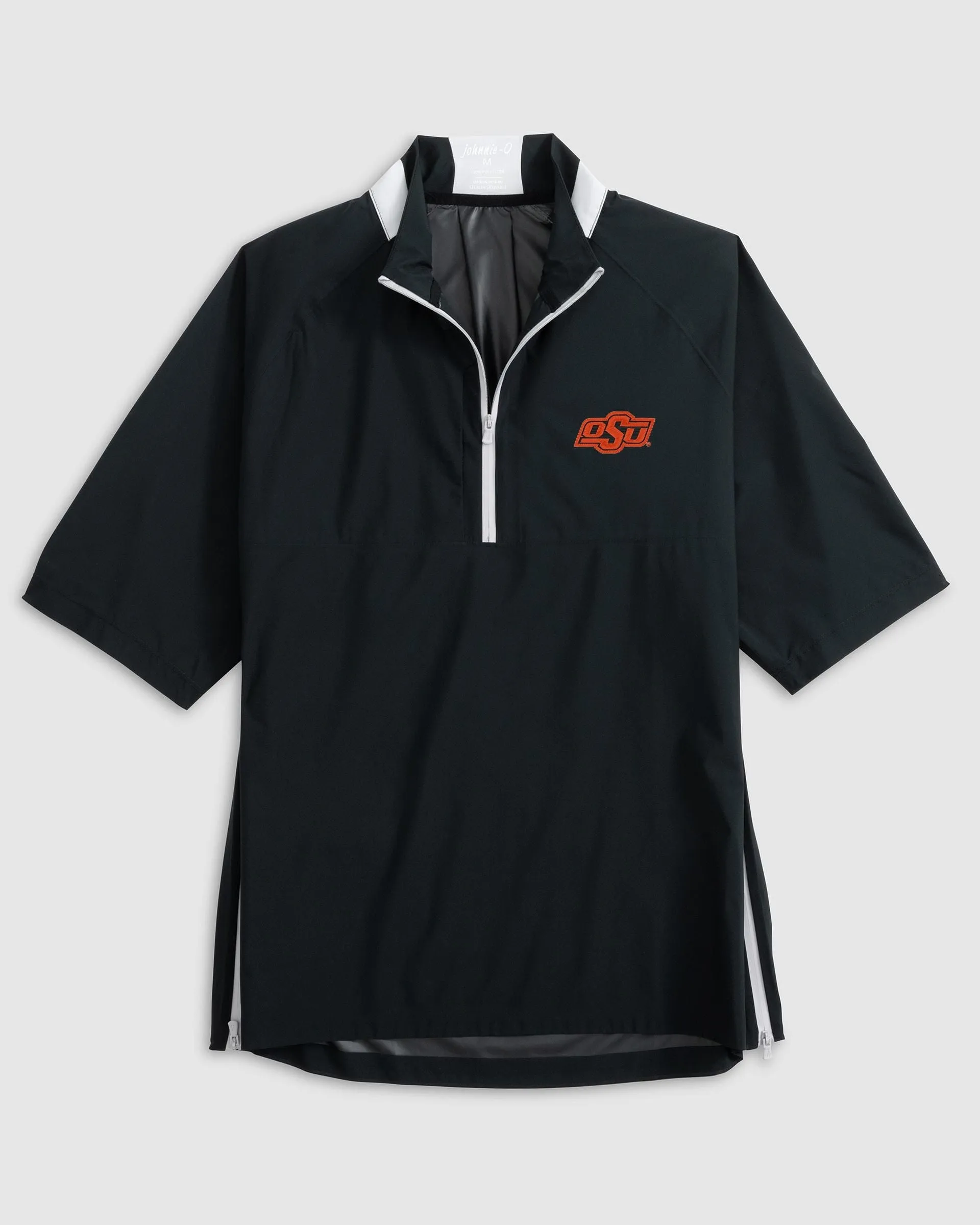 Oklahoma State Stealth Stowable Packable Rain Jacket sold by Johnnie-O
