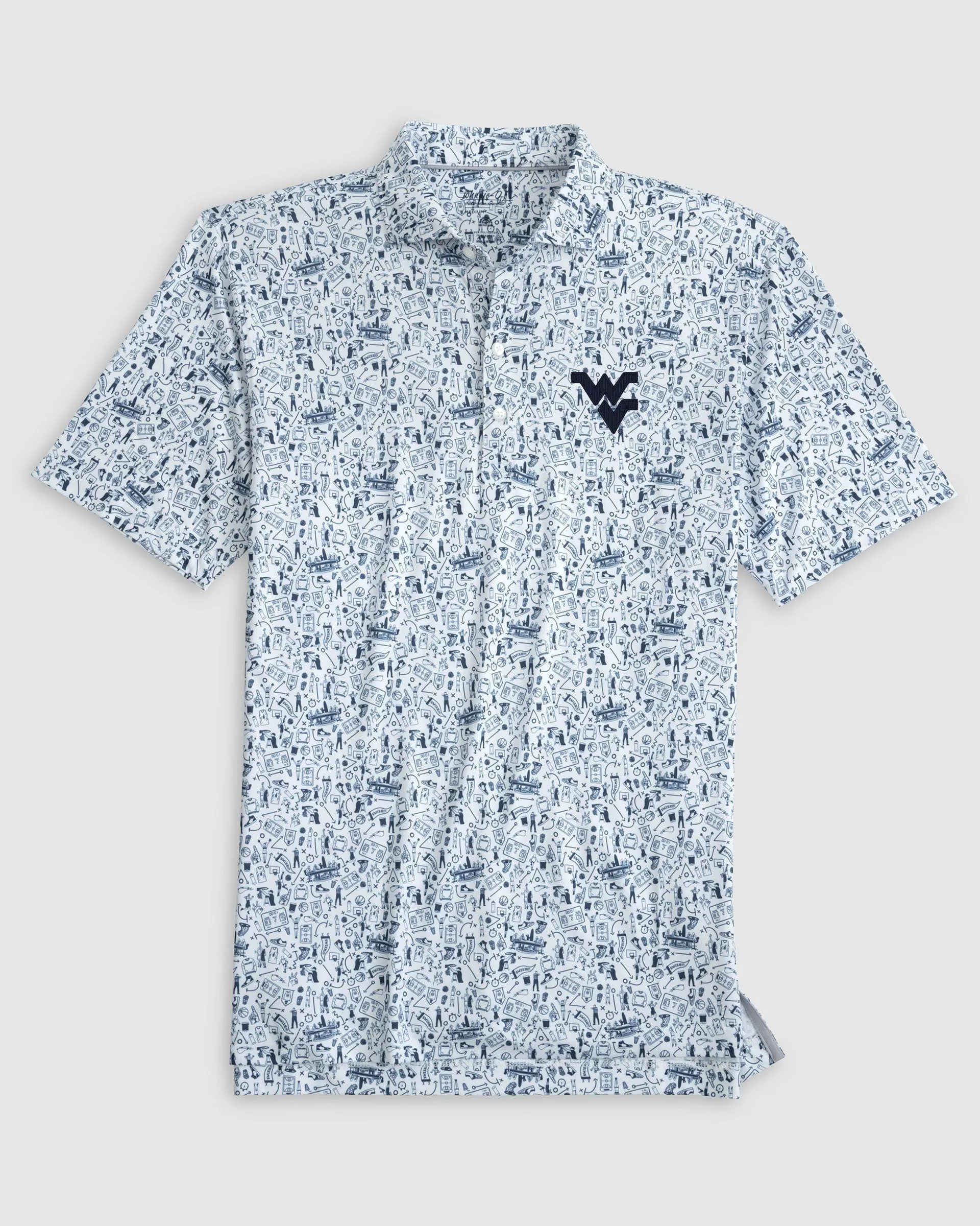 West Virginia Hoop There It Is Printed Performance Jersey Polo sold by Johnnie-O