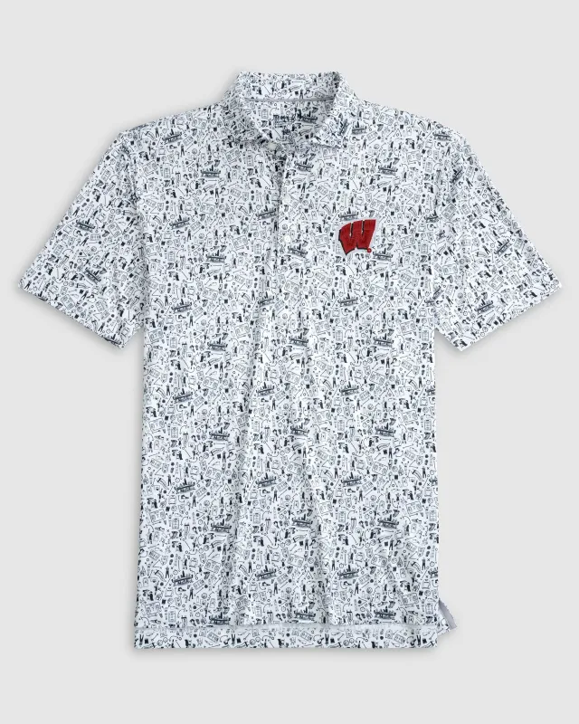 Wisconsin Hoop There It Is Printed Performance Jersey Polo sold by Johnnie-O