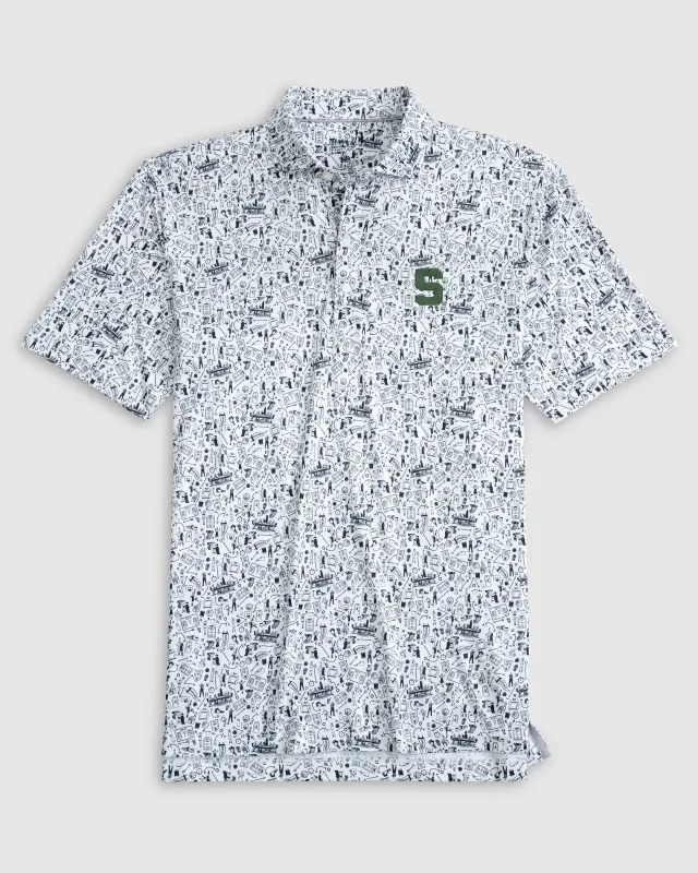 Michigan State Hoop There It Is Printed Performance Jersey Polo - S Logo sold by Johnnie-O
