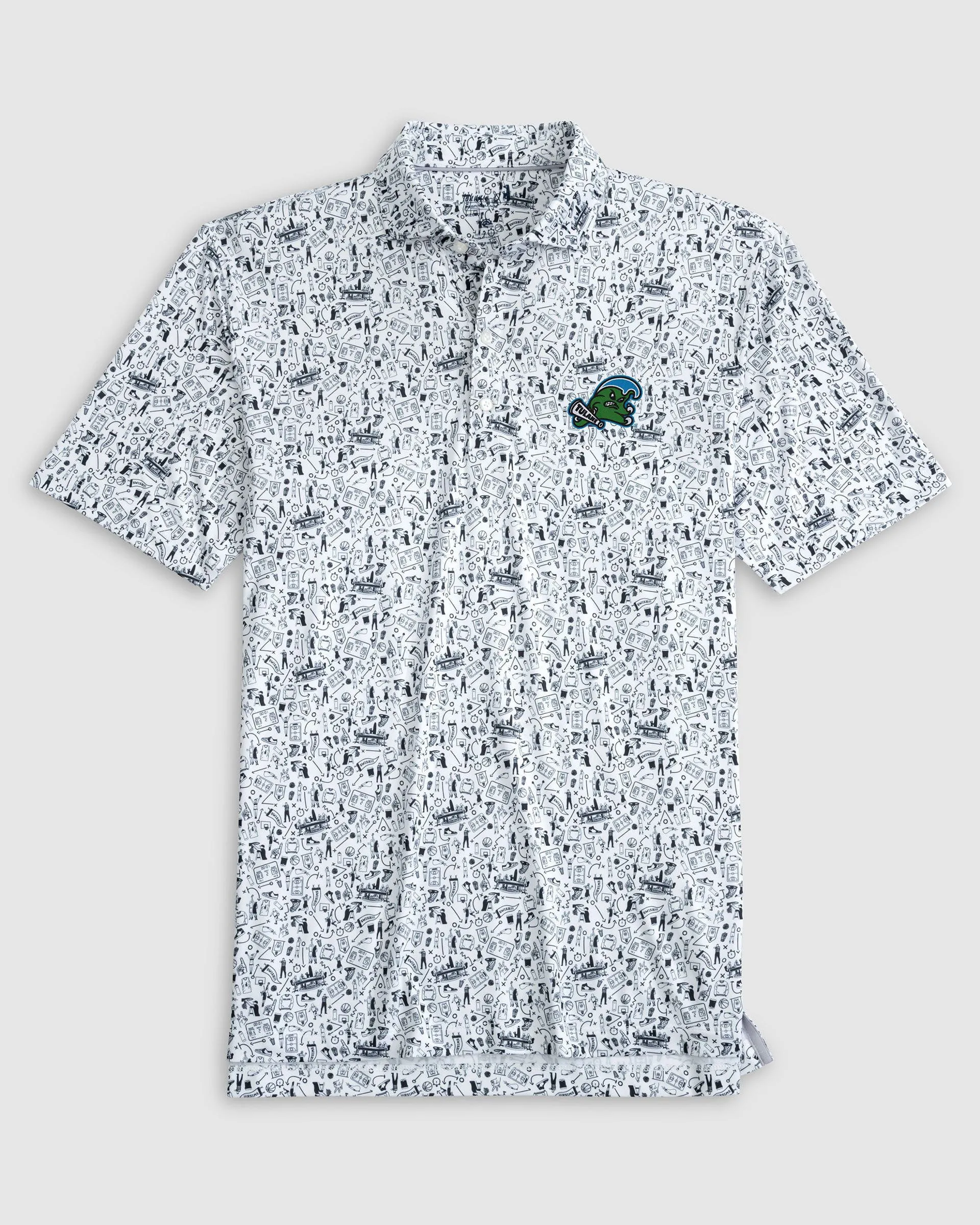 Tulane Hoop There It Is Printed Performance Jersey Polo - Angry Wave Logo sold by Johnnie-O