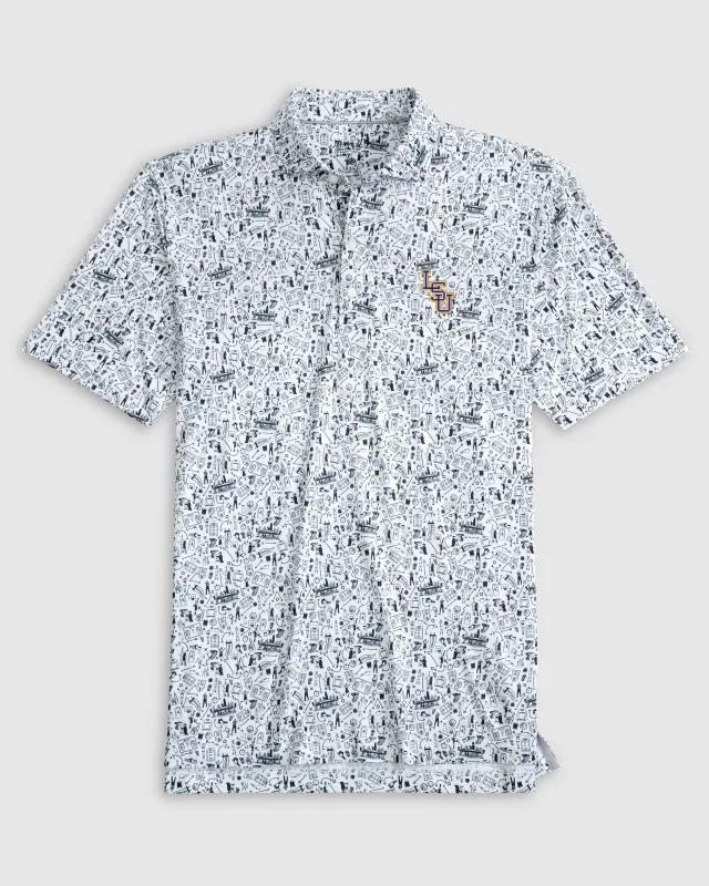 Louisiana State Hoop There It Is Printed Performance Jersey Polo - Baseball Logo sold by Johnnie-O