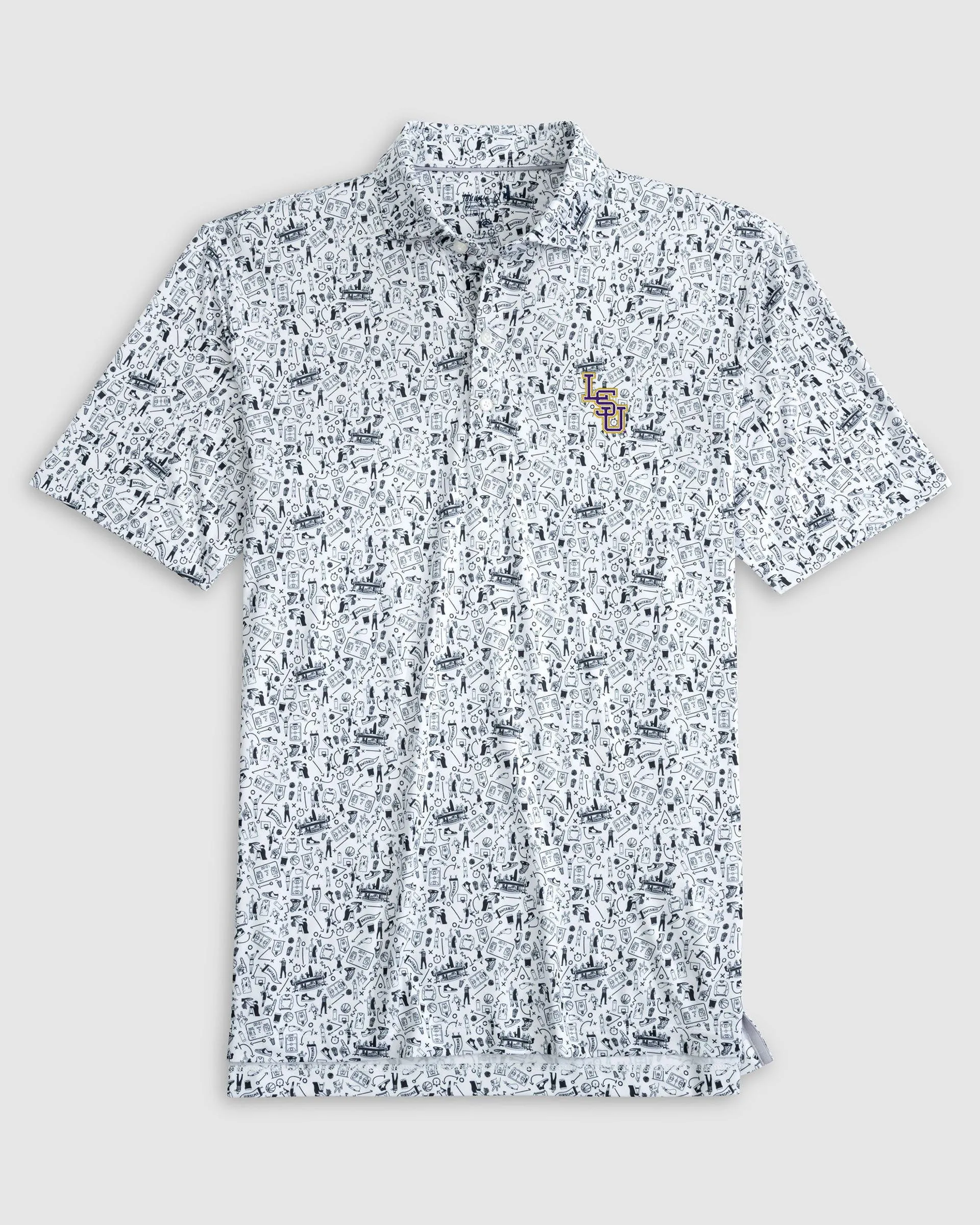 Louisiana State Hoop There It Is Printed Performance Jersey Polo - Baseball Logo sold by Johnnie-O