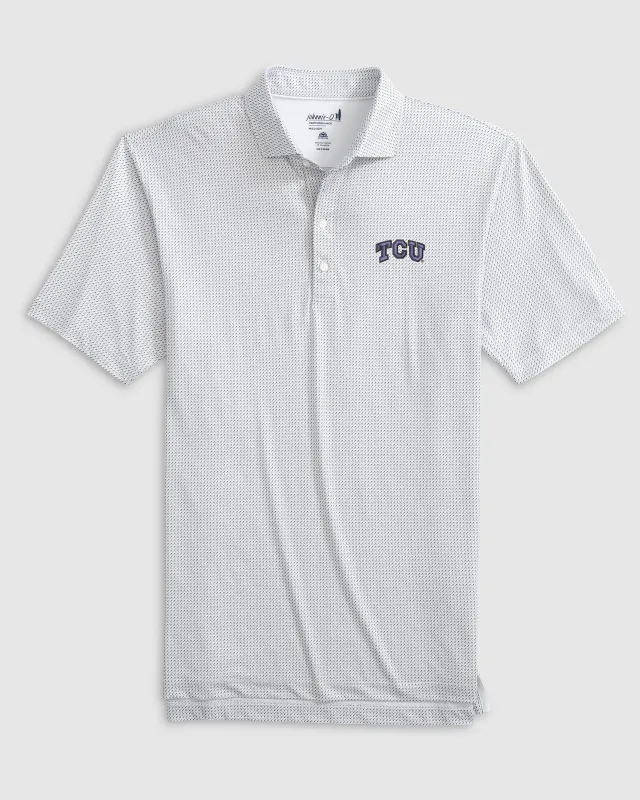 Texas Christian Tee Time Printed Performance Jersey Polo sold by Johnnie-O