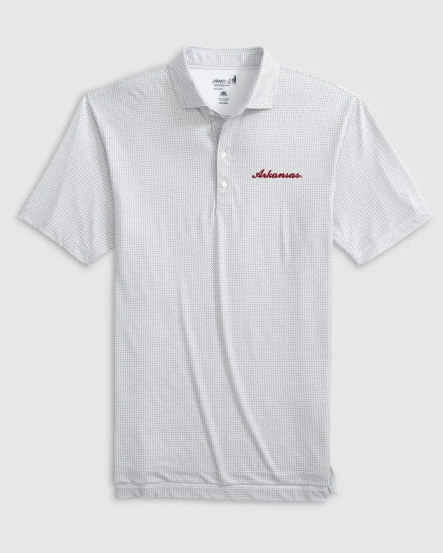 Arkansas Tee Time Printed Performance Jersey Polo - Script Logo sold by Johnnie-O