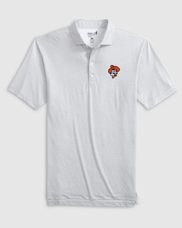 Oklahoma State Tee Time Printed Performance Jersey Polo - Pistol Pete Logo sold by Johnnie-O