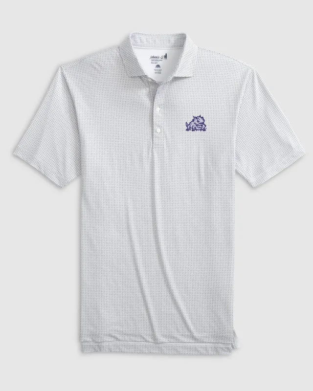 Texas Christian Tee Time Printed Performance Jersey Polo - Horned Frog Logo sold by Johnnie-O