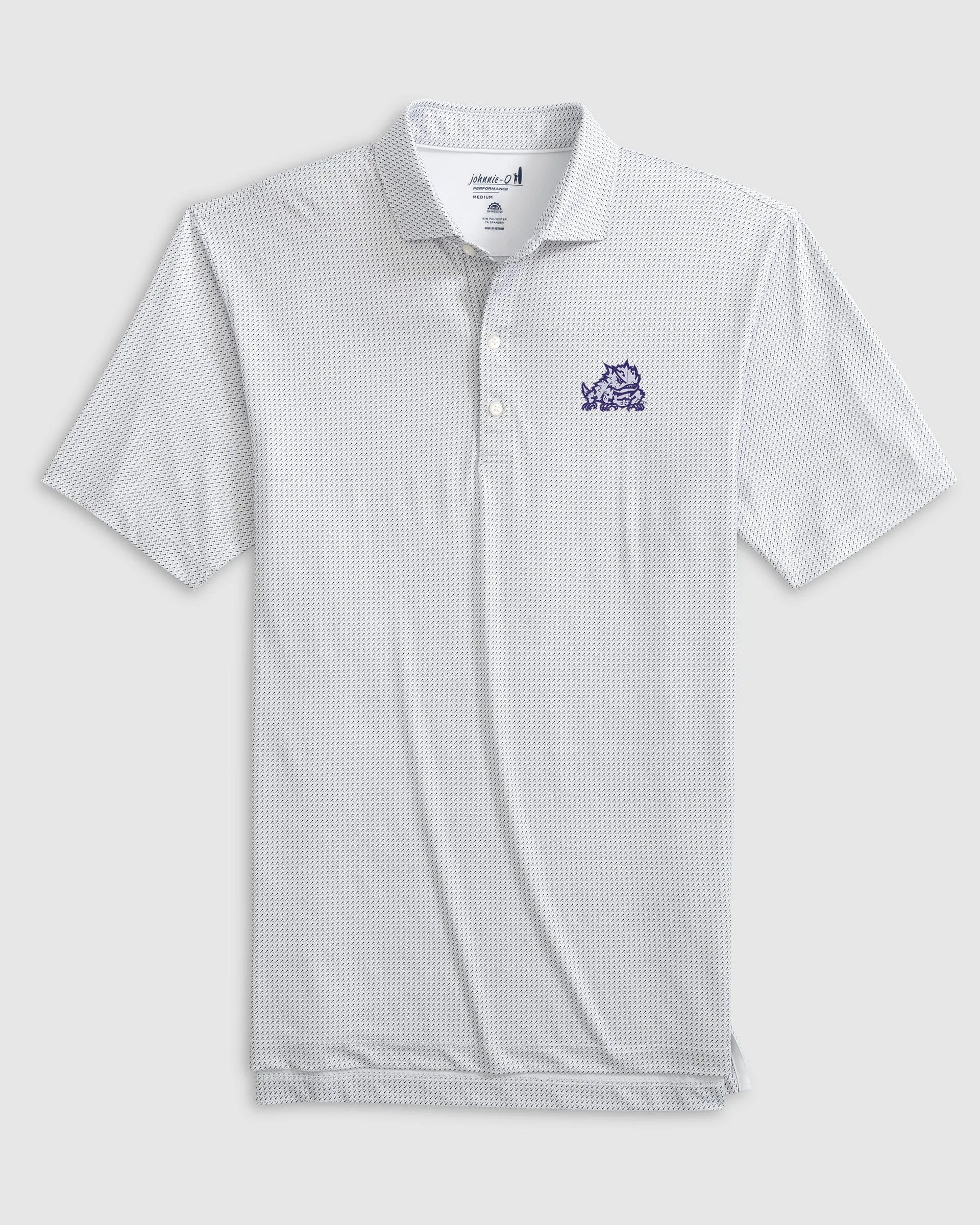 Texas Christian Tee Time Printed Performance Jersey Polo - Horned Frog Logo sold by Johnnie-O