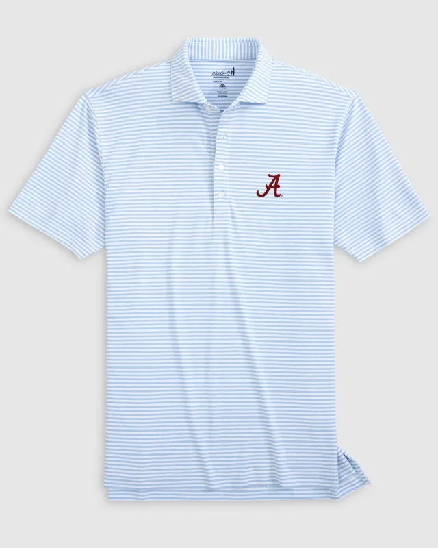 Alabama Stetsons Striped Performance Mesh Polo sold by Johnnie-O