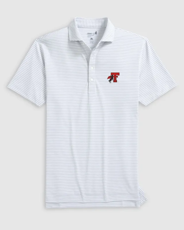 Texas Tech Stetsons Striped Performance Mesh Polo - Vault Logo sold by Johnnie-O