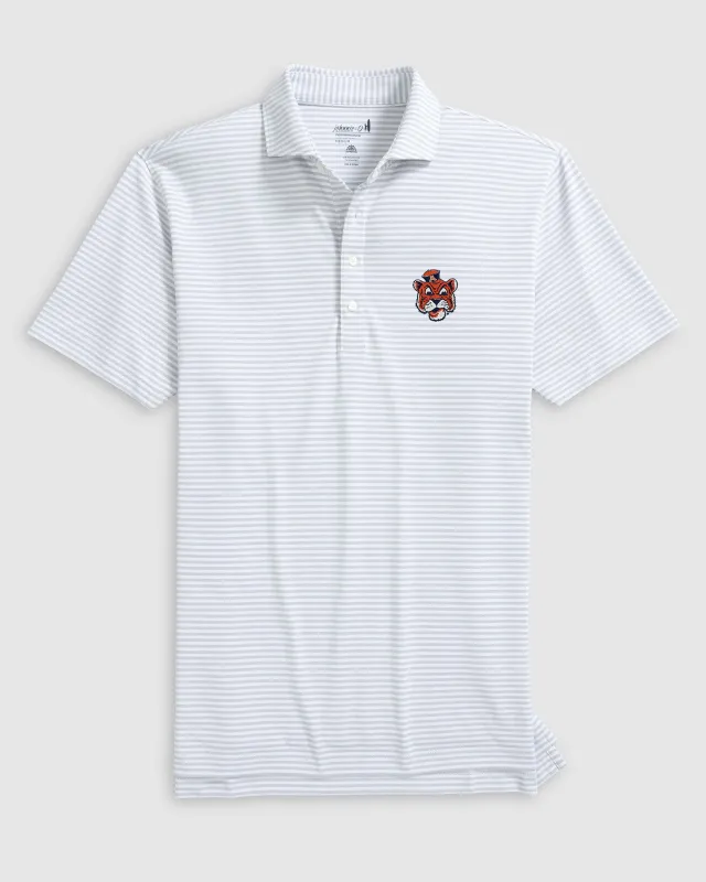 Auburn Stetsons Striped Performance Mesh Polo - Vault Logo sold by Johnnie-O