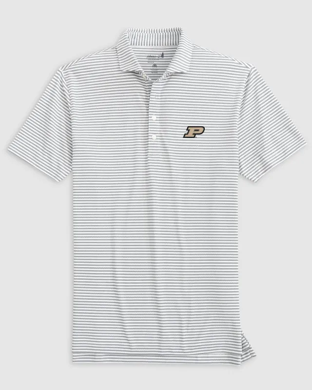 Purdue Stetsons Striped Performance Mesh Polo sold by Johnnie-O