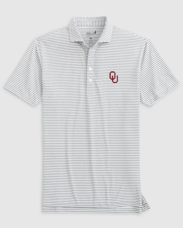 Oklahoma Stetsons Striped Performance Mesh Polo sold by Johnnie-O