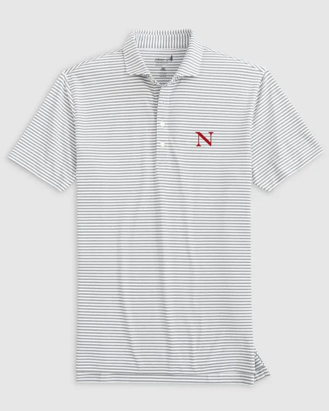 Northeastern Stetsons Striped Performance Mesh Polo sold by Johnnie-O