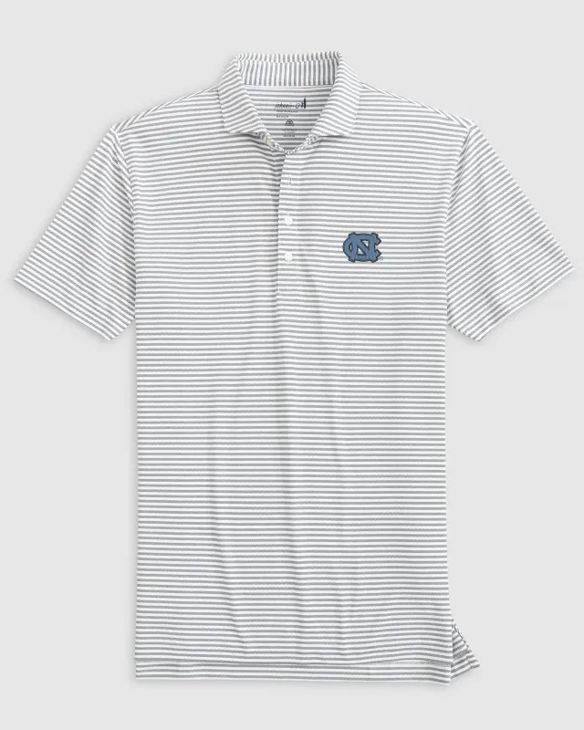 North Carolina Stetsons Striped Performance Mesh Polo sold by Johnnie-O