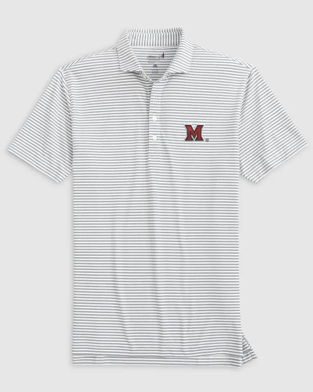 Miami Ohio Stetsons Striped Performance Mesh Polo sold by Johnnie-O