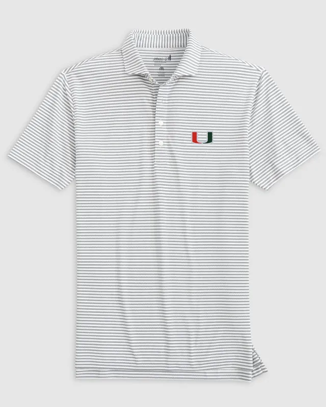 Miami Stetsons Striped Performance Mesh Polo sold by Johnnie-O